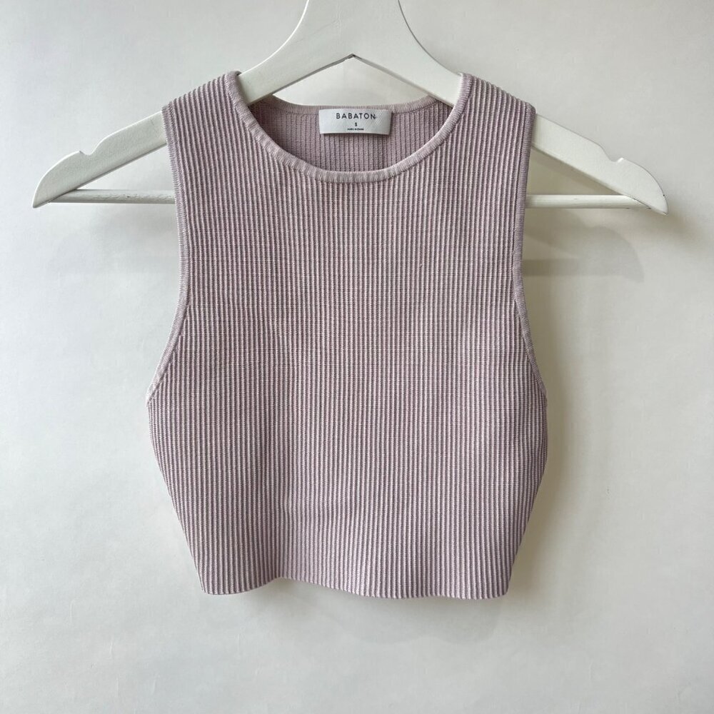 Babaton scult knit crop racer tank, violet, Size S A122